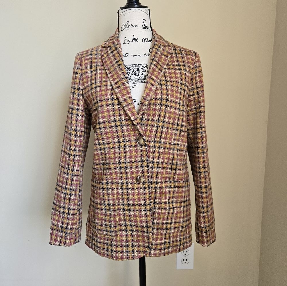 J.Mclaughlin Hounstooth Blazer Jacket Womens S Two Button